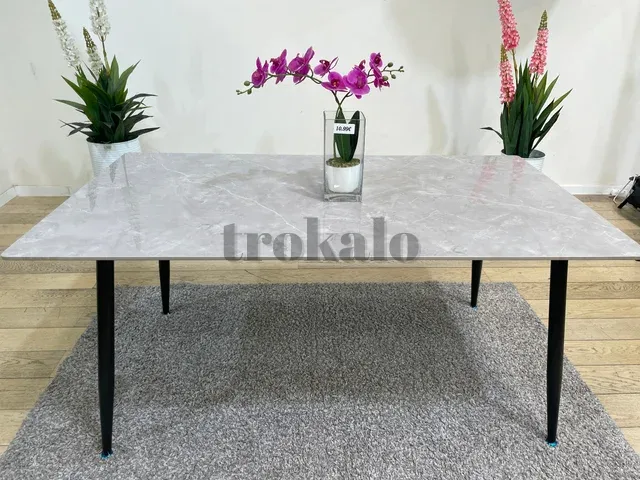 Mesa de Comedor de Cristal Templado con Efecto Mármol Vigo - foto 2