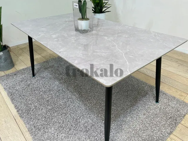 Mesa de Comedor de Cristal Templado con Efecto Mármol Vigo - foto 1