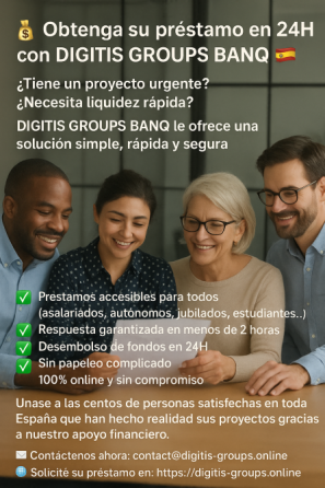 Obtenga su Préstamo en 24H Con Digitis Groups Banq 