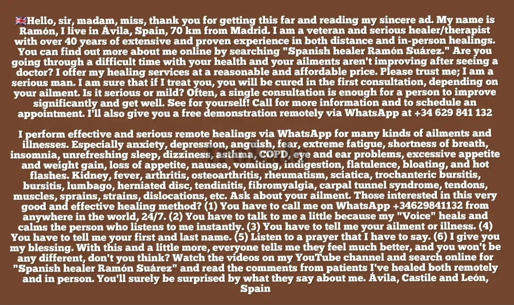 Sanador Español Ofrece Eficaces y Serias Consultas a la Distancia Por Whatsapp Valladolid - foto 3