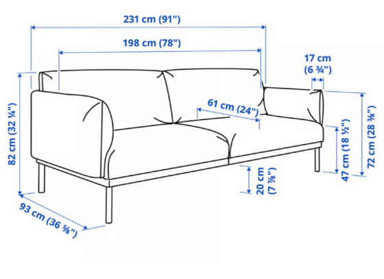 Sofá de 2 Plazas Gris Barcelona