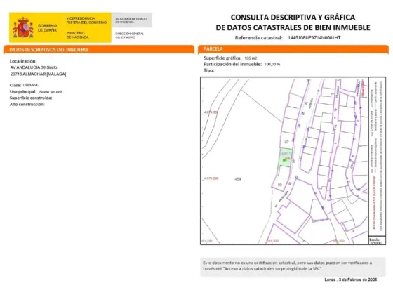 Terreno en Venta en Avenida de Andalucia, 36, Almáchar Velez-Malaga