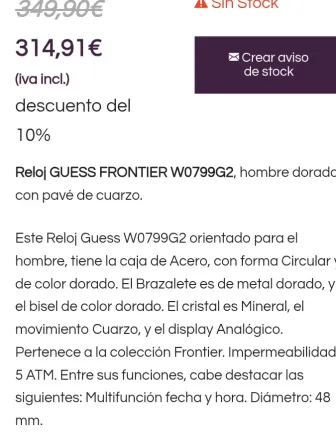 Reloj Guess Frontier Arenys de Mar