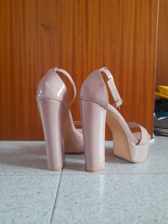 Sandalias / Tacones Nude Con Plataforma y Tacón Ancho Blanes