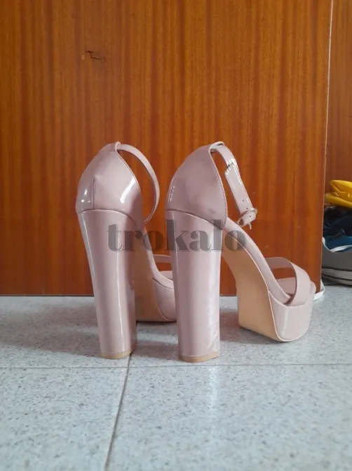 Sandalias / Tacones Nude Con Plataforma y Tacón Ancho Blanes - foto 2