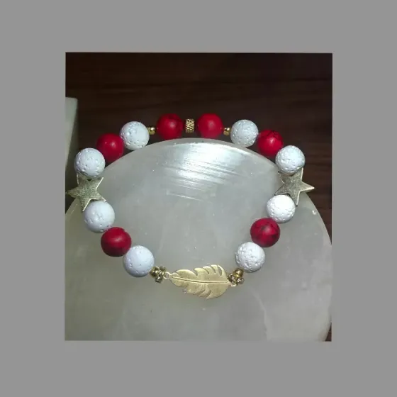 Amuleto Chamánico de Éxito - Lava Blanca y Turquesa Roja Barcelona